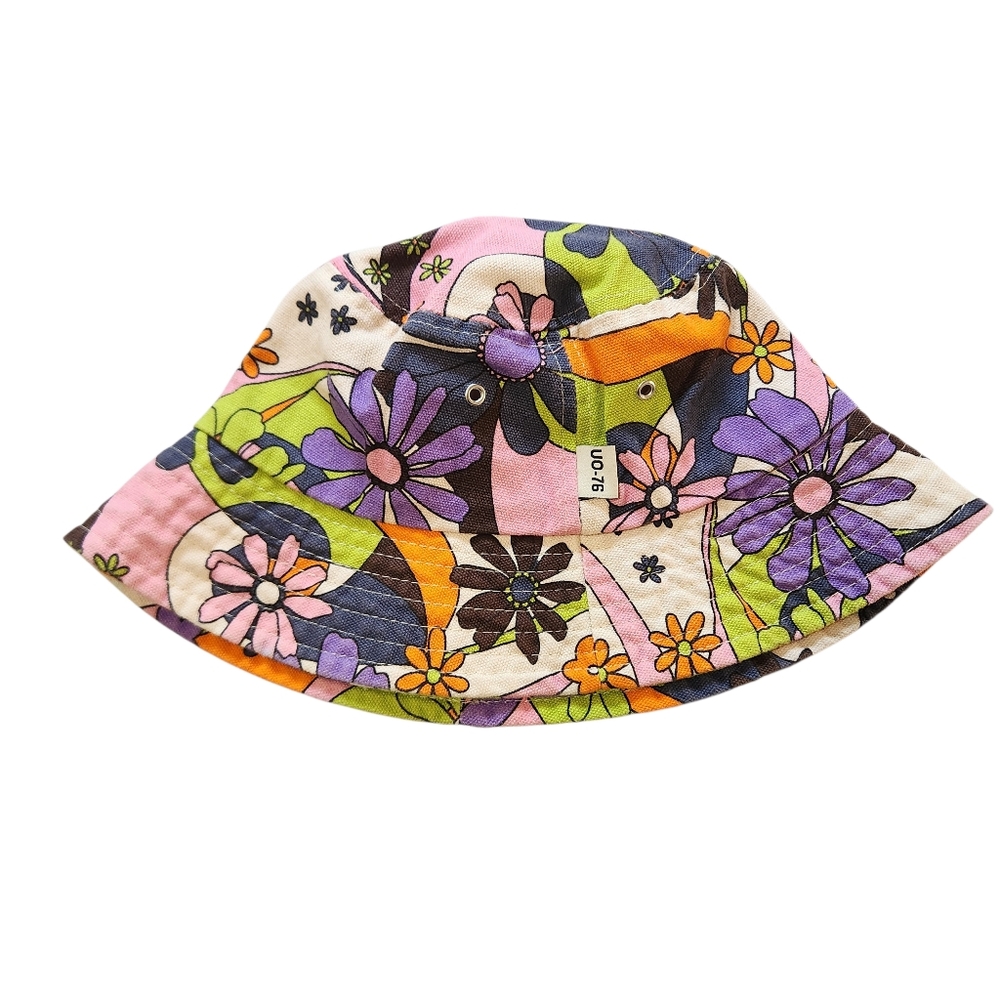 Urban Outfitters Colorful Floral Bucket Hat - Pink, Purple & Green